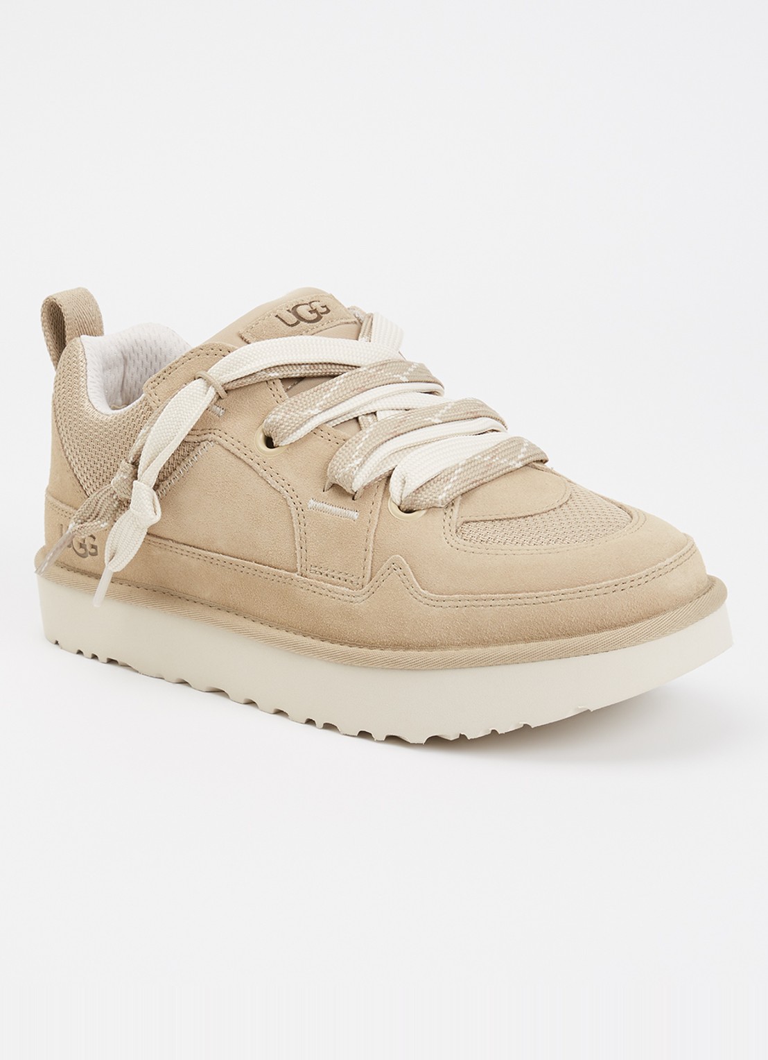 UGG Lowmel sneaker met suède details - voorkant beige