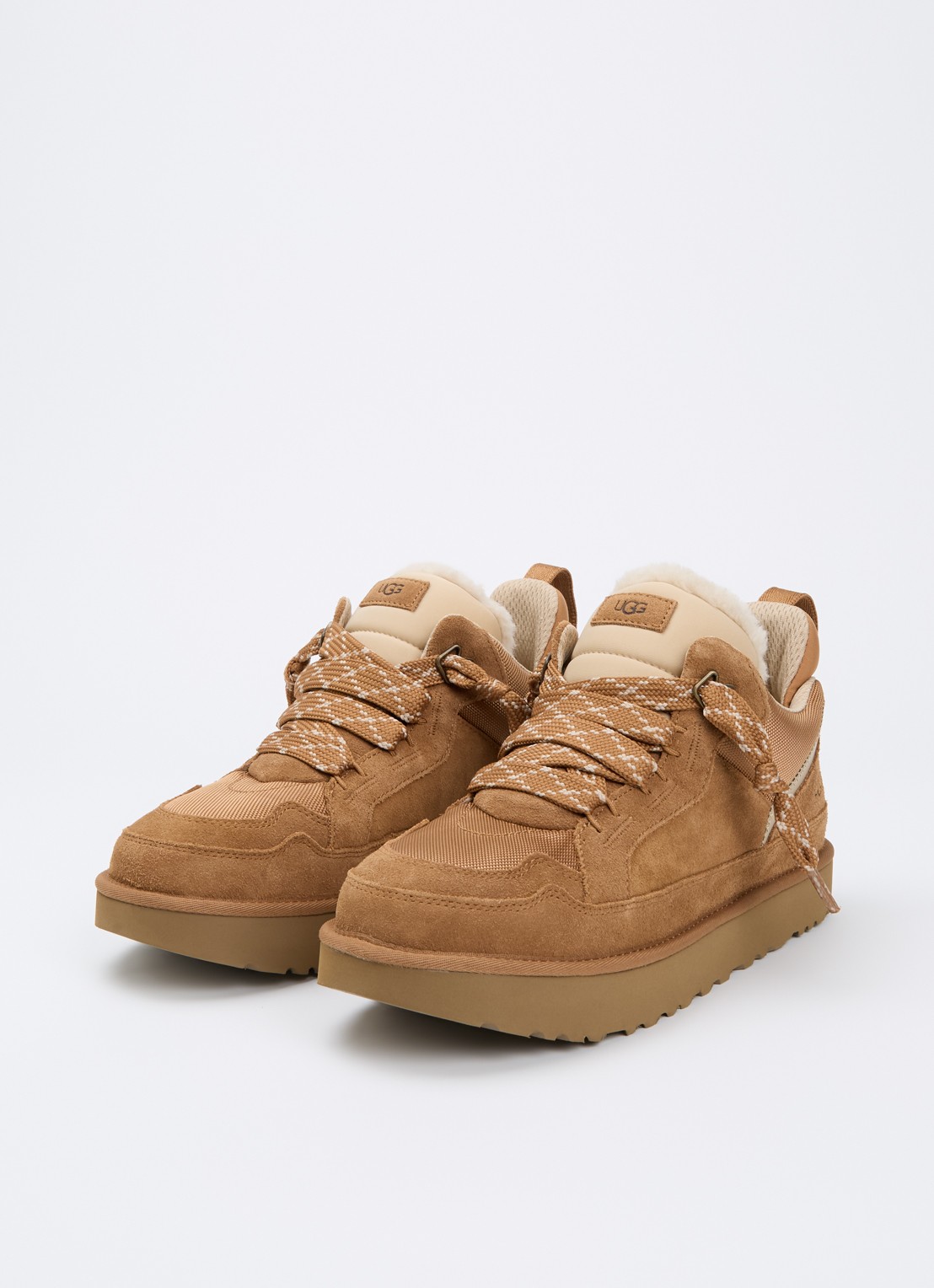 UGG Lowmel sneaker met suède details - detail 4 kastanjebruin