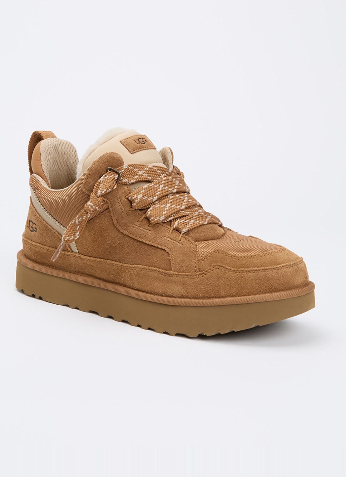 UGG Lowmel sneaker met suède details - voorkant 2 kastanjebruin