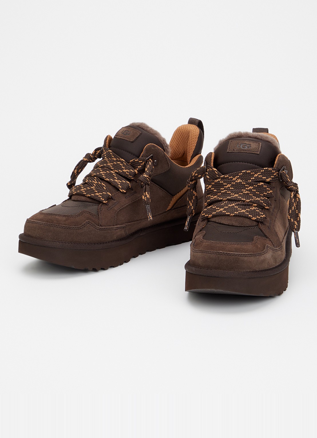 UGG Lowmel sneaker met suède details - detail donkerbruin