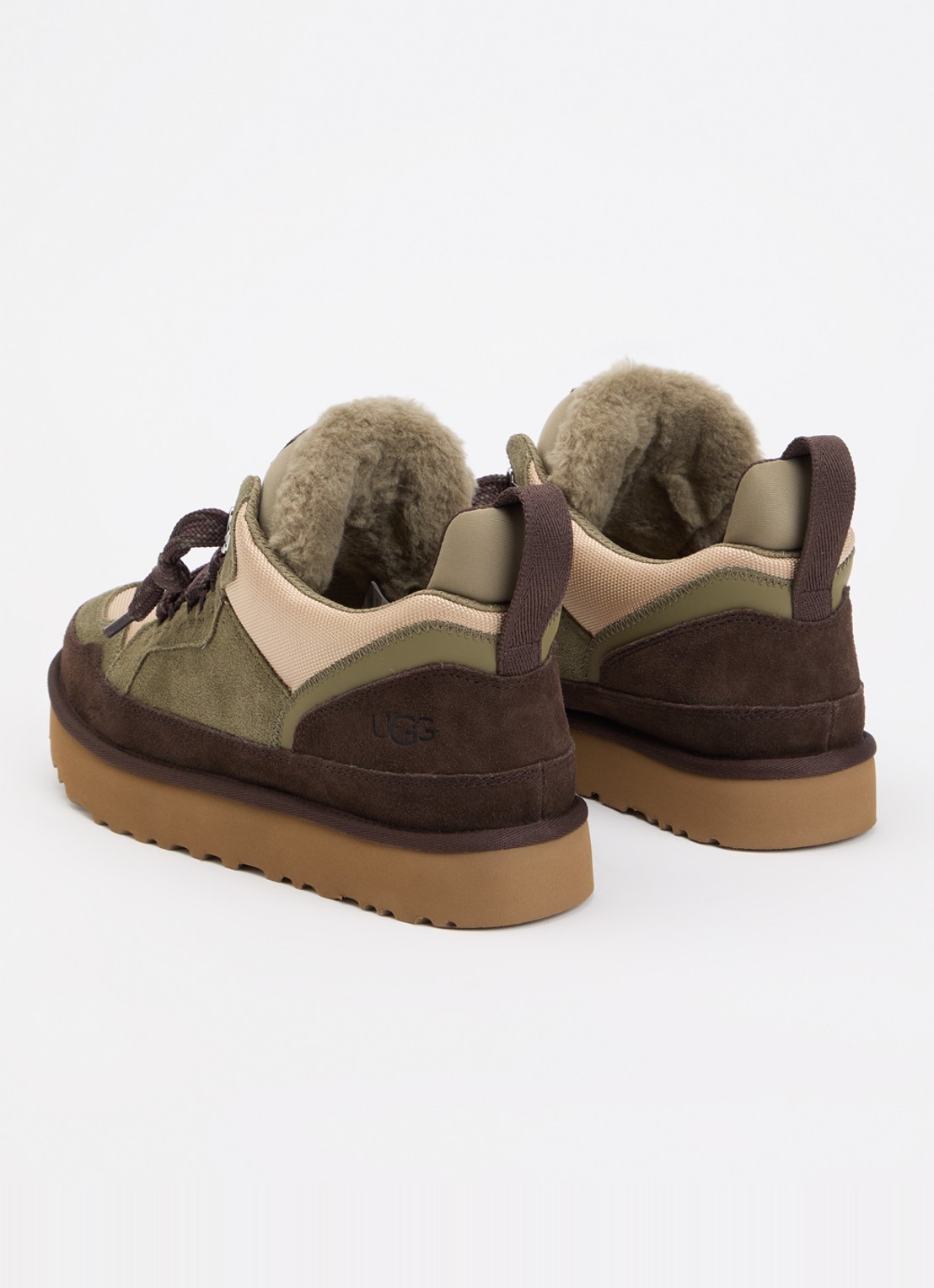 UGG Lowmel sneaker met suède details - achterkant olijfgroen