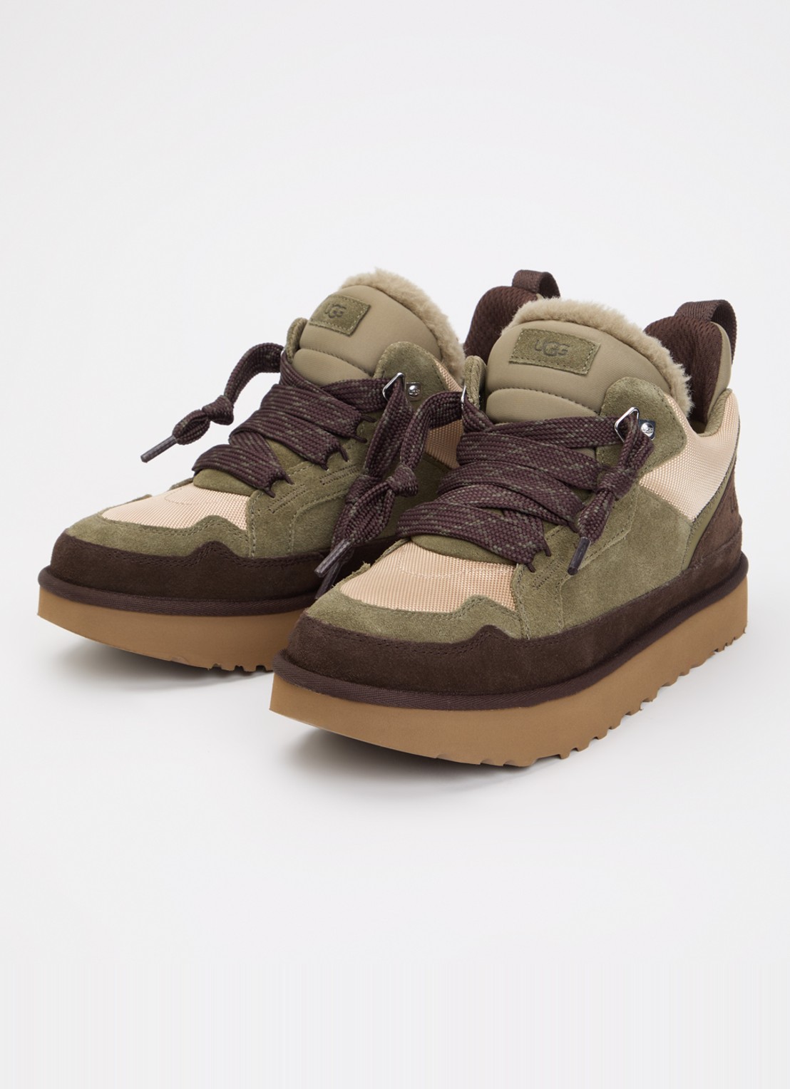UGG Lowmel sneaker met suède details - detail 2 olijfgroen