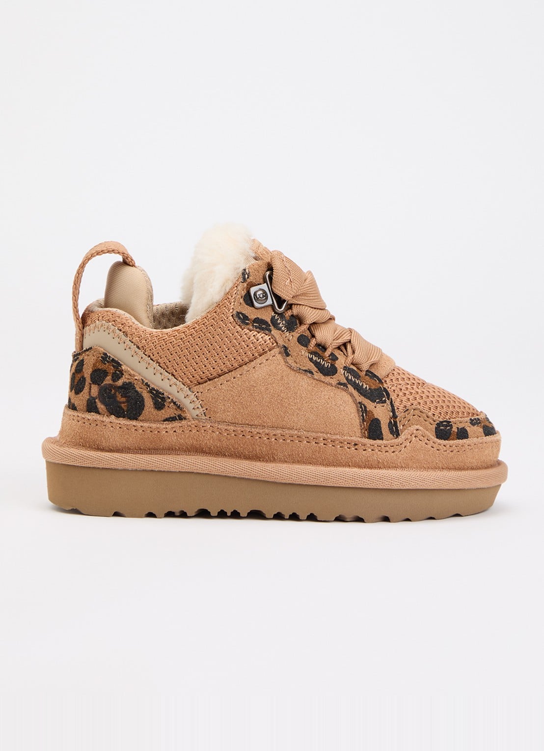 UGG Lowmel Spotted sneaker van suède met panterprint - voorkant 5 beige