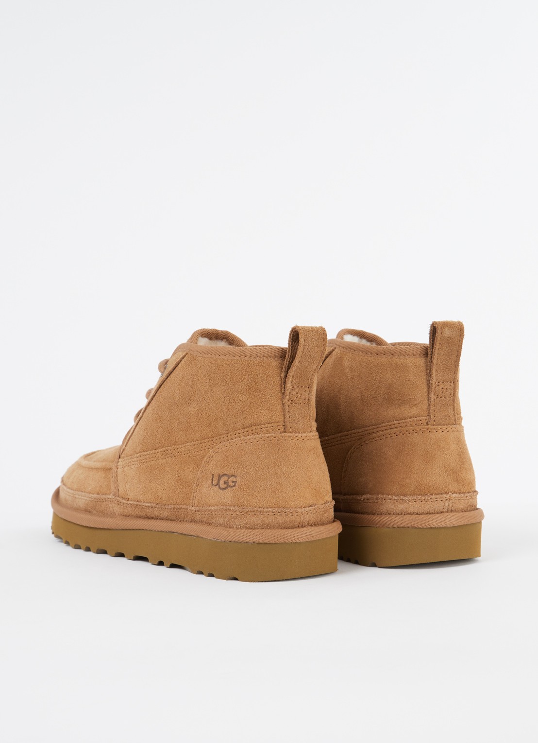 UGG Neumel veterschoen van suède met wol  - achterkant 2 donkeroranje