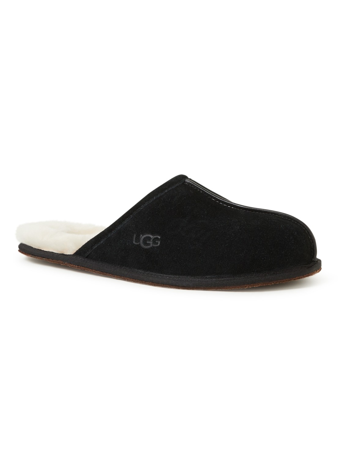 UGG Scuff pantoffel van suède met schapenvacht - voorkant 4 zwart