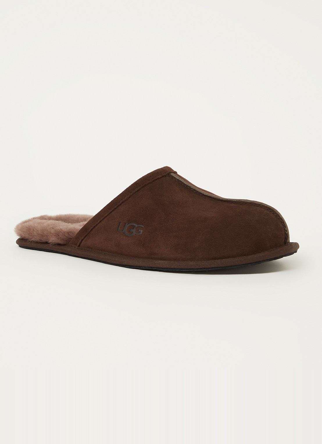 UGG Scuff pantoffel van suède met schapenvacht - voorkant 3 bruin