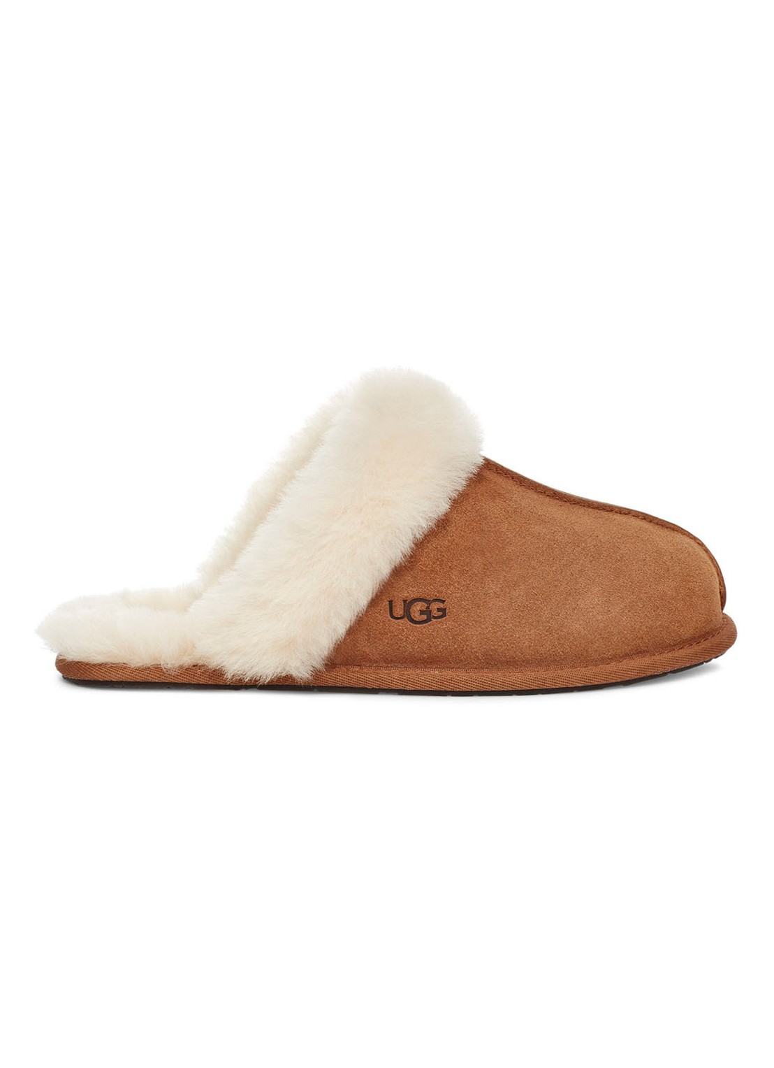 UGG Scuffette II pantoffel met schapenvacht  - voorkant 5 cognac
