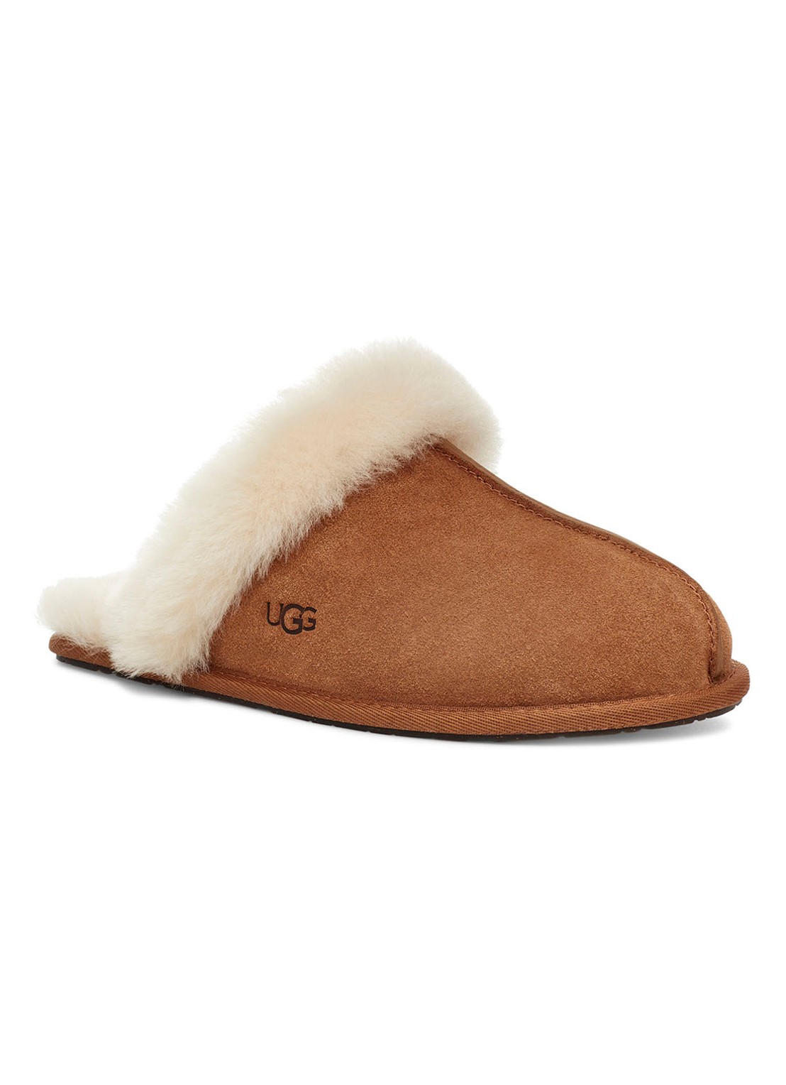 UGG Scuffette II pantoffel met schapenvacht  - voorkant 6 cognac