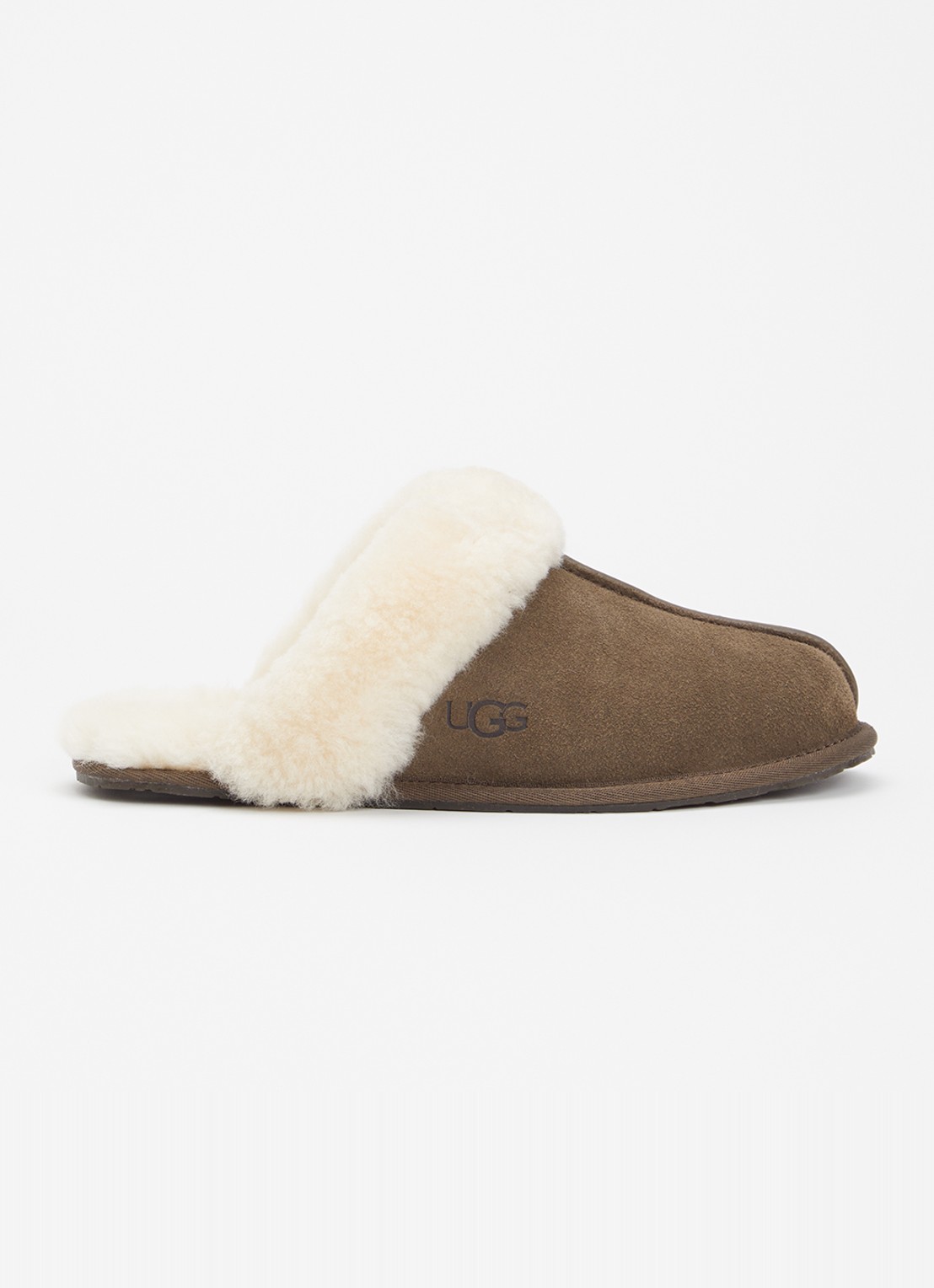 UGG Scuffette II pantoffel van suède - voorkant 5 donkerbeige