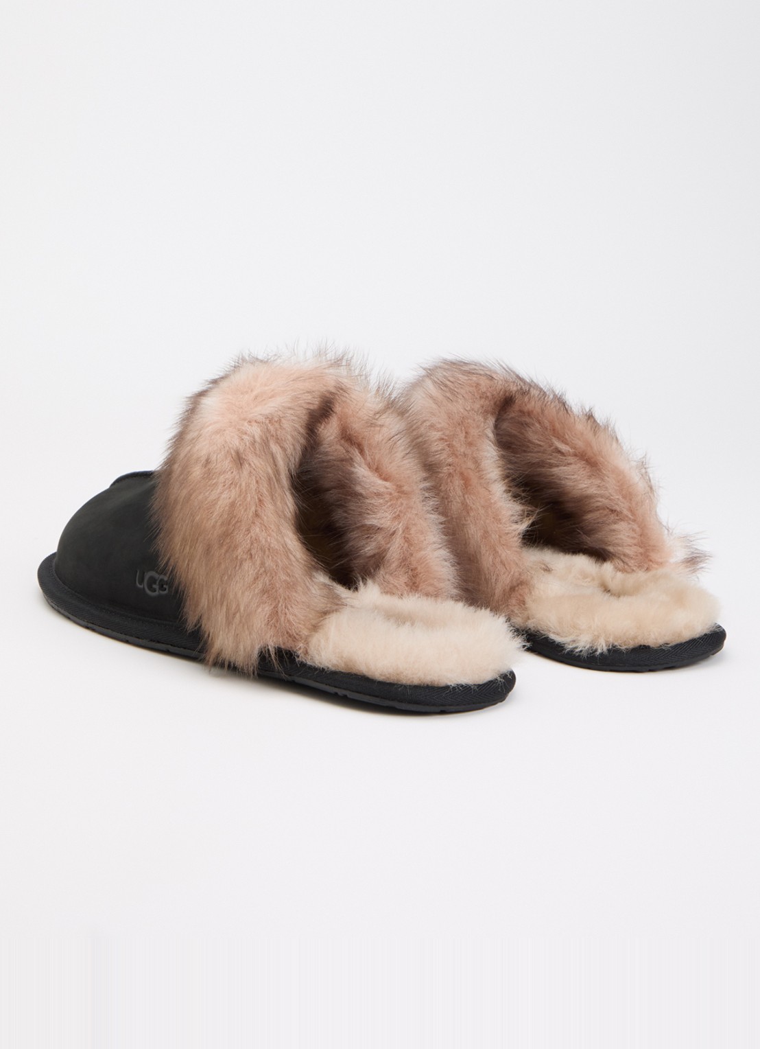 UGG Scuffette pantoffel van nubuck met schapenvacht  - achterkant 5 zwart
