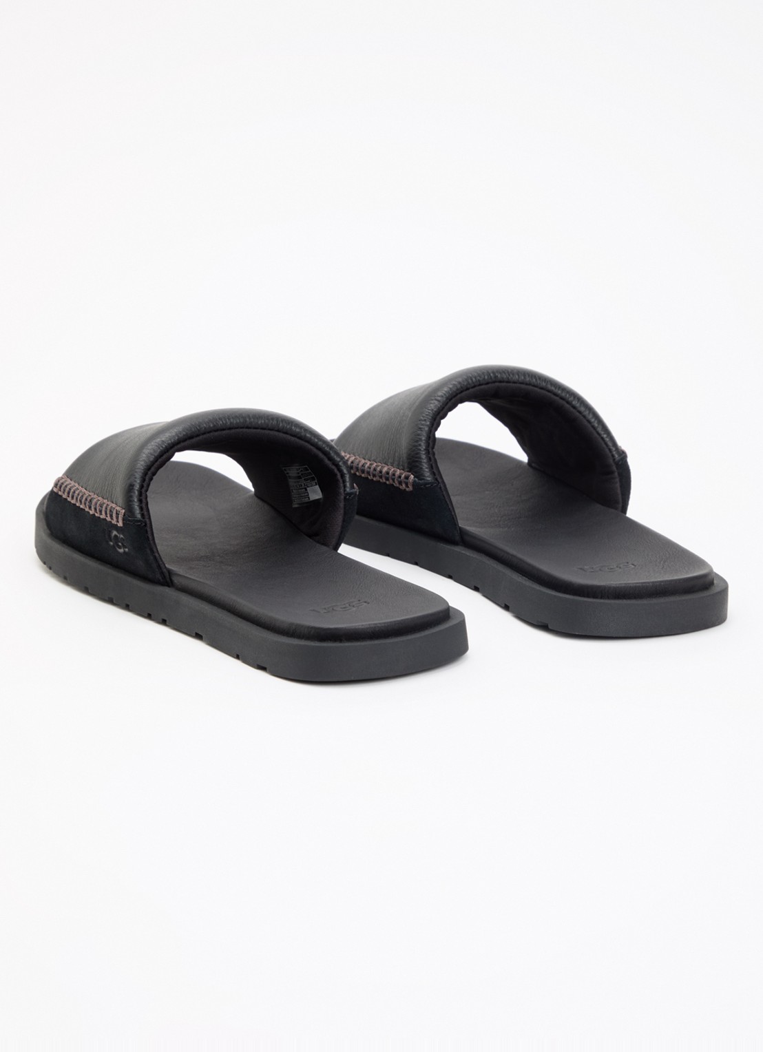 UGG Seaside II Flip slipper van leer met suède detail - achterkant zwart