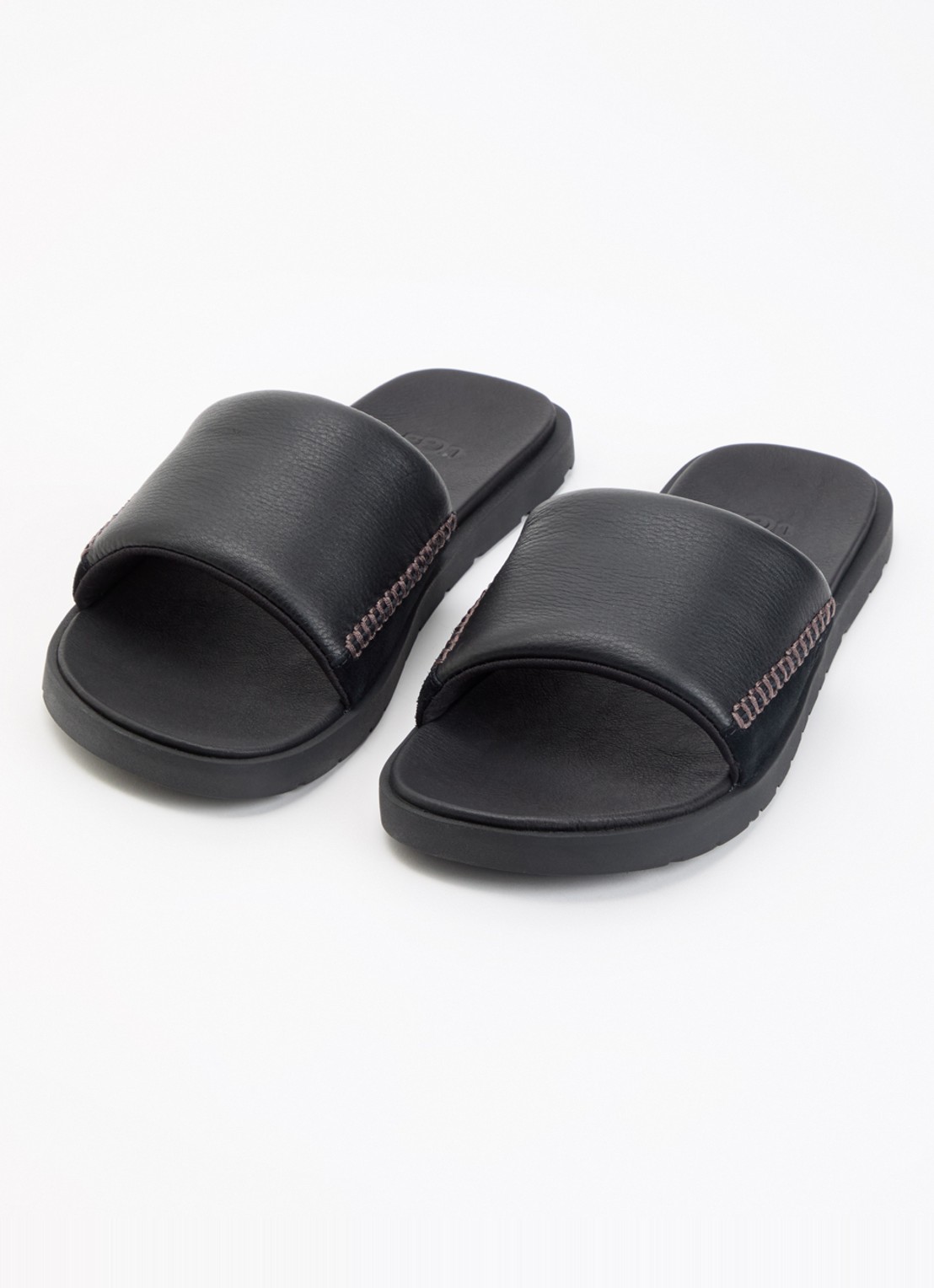 UGG Seaside II Flip slipper van leer met suède detail - detail 3 zwart