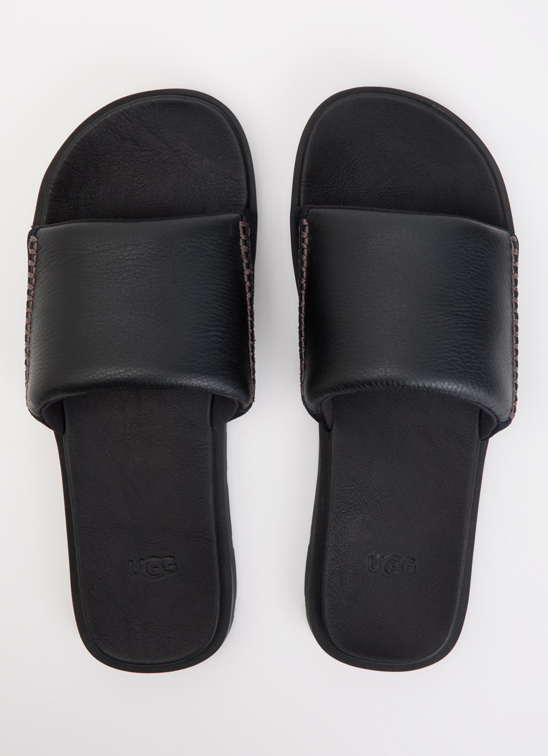 UGG Seaside II Flip slipper van leer met suède detail - detail 4 zwart