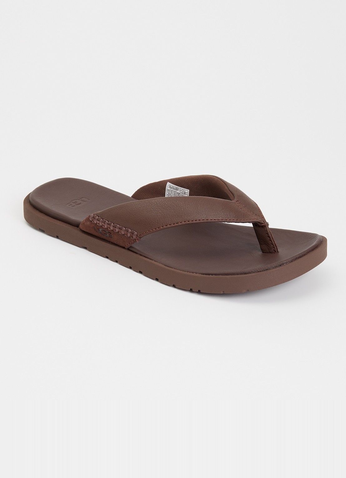 UGG Seaside II Flip slipper van leer - voorkant donkerbruin