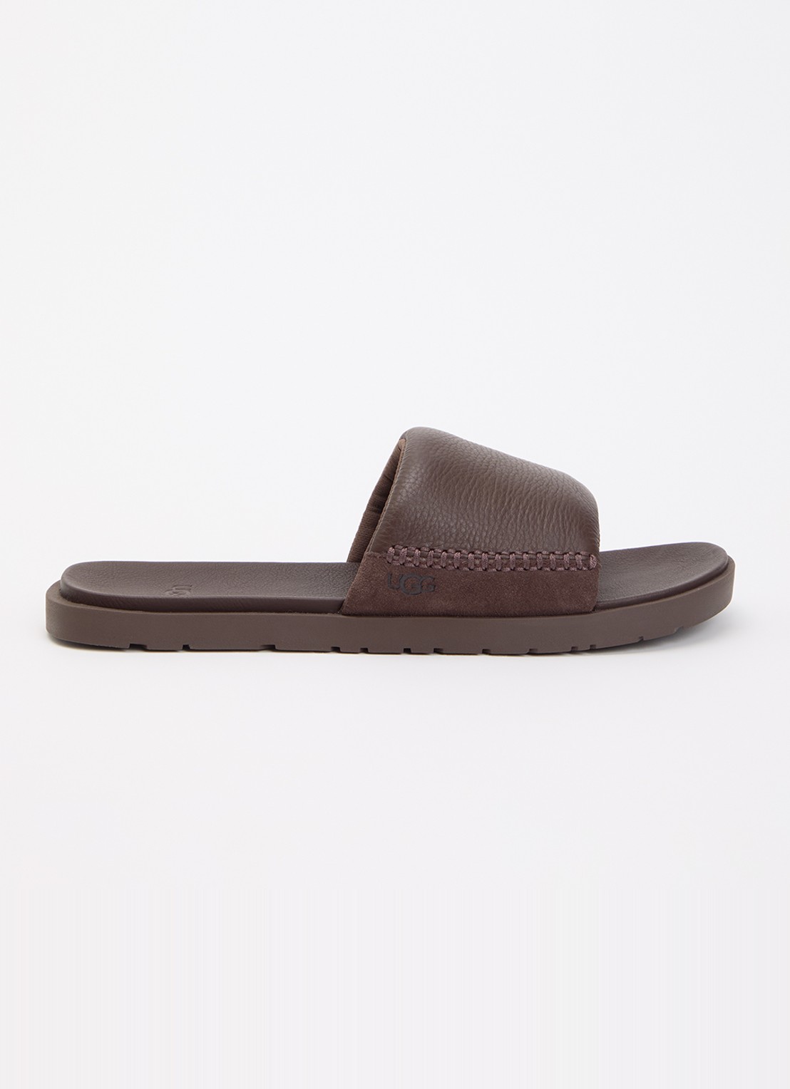 UGG Seaside II slipper van leer met suède details - voorkant 2 bruin