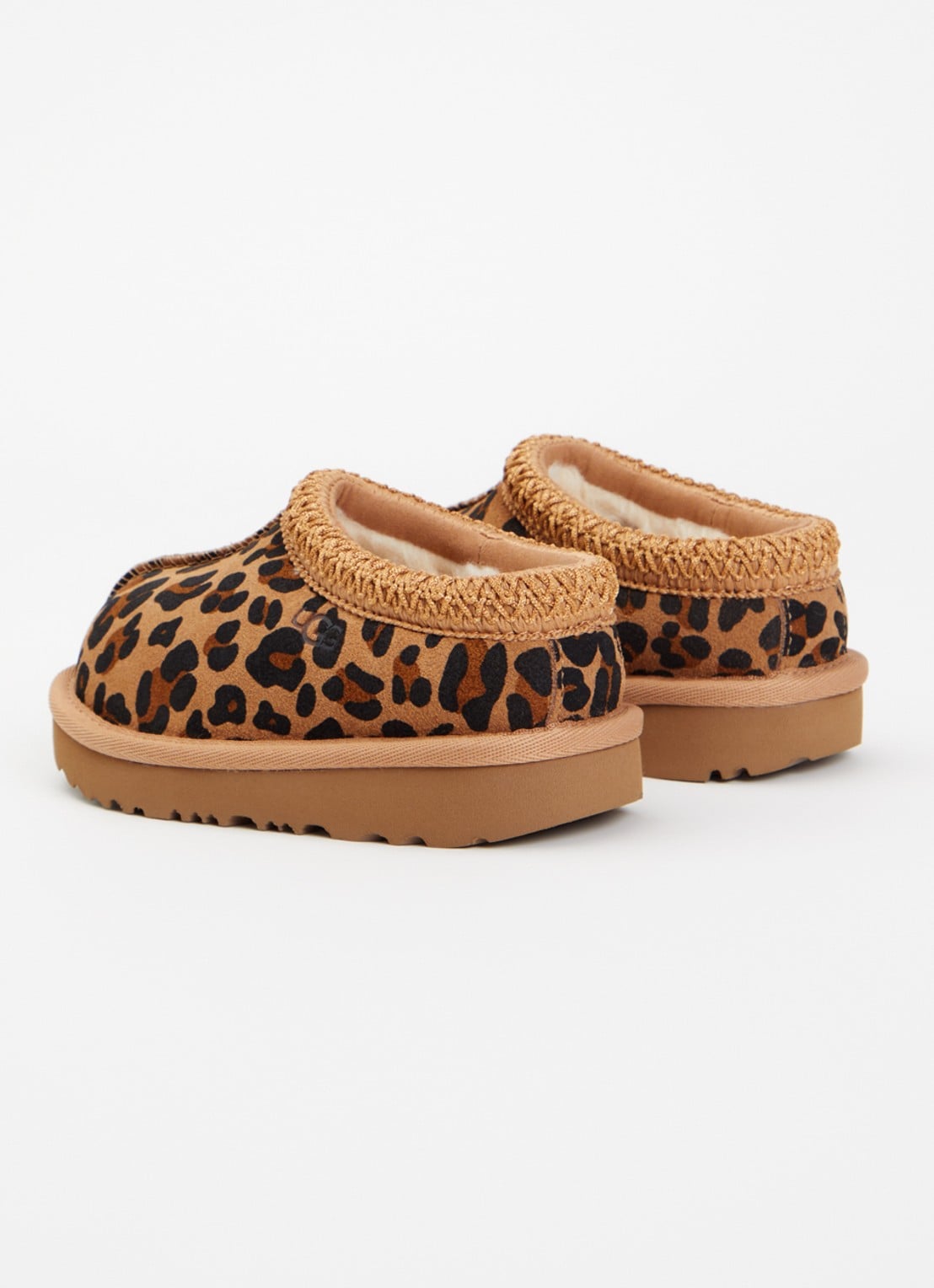 UGG Tasman II Spotted instapper van suède met panterprint - achterkant camel