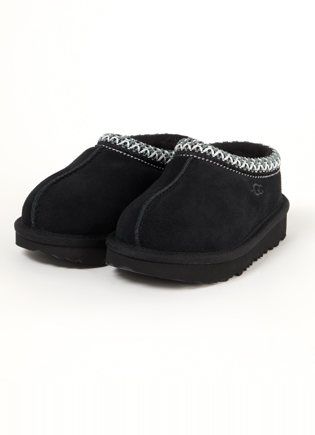 UGG Tasman instapper van suède met schapenwol - voorkant 4 zwart