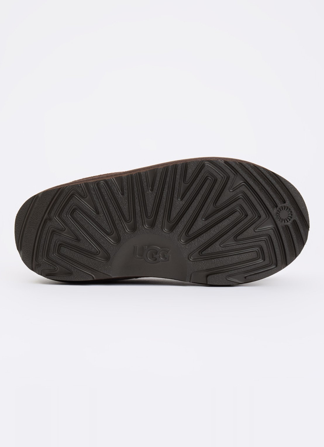 UGG Tasman instapper van suède met schapenwol - detail 2 donkerbruin