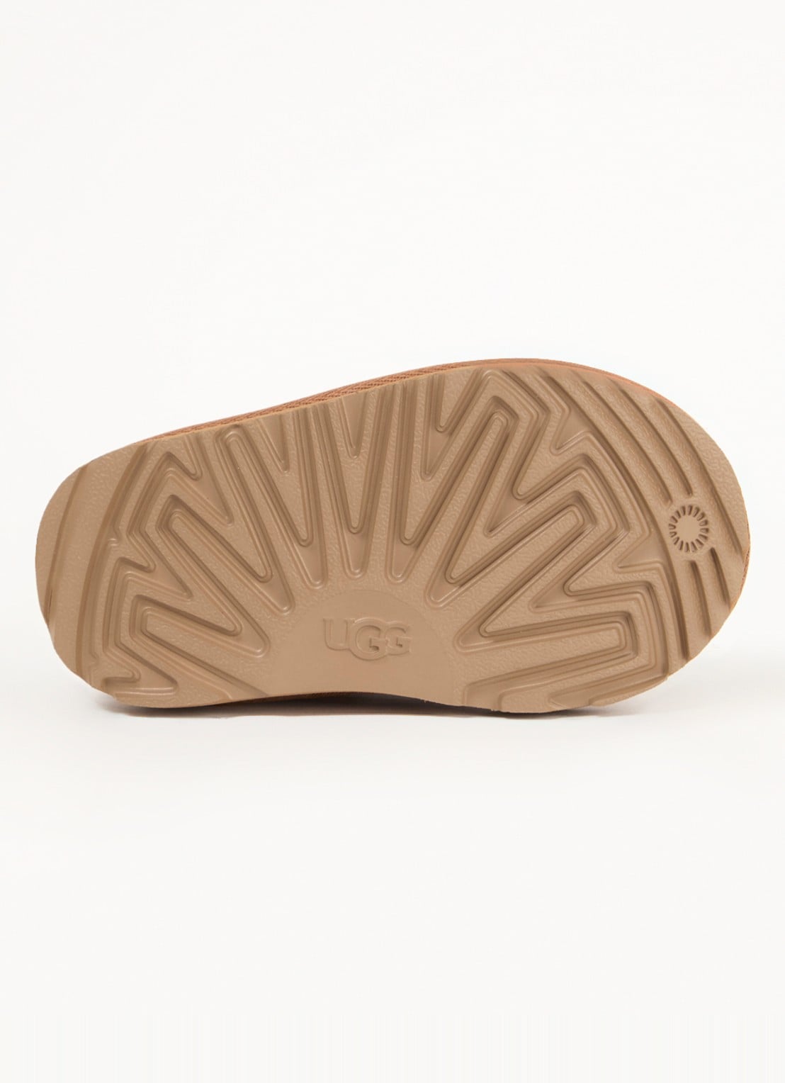 UGG Tasman instapper van suède met schapenwol - detail camel