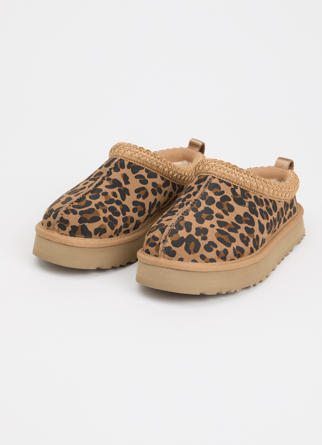 UGG Tazz instapper van suède met panterprint - voorkant 3 camel