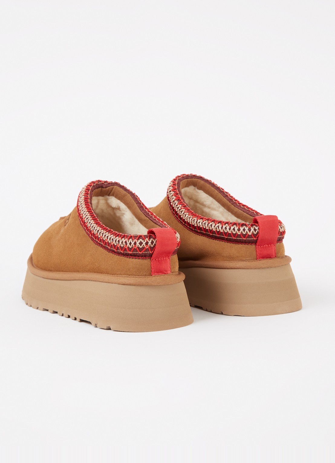 UGG Tazz instapper van suède met schapenvacht - detail 3 kastanjebruin