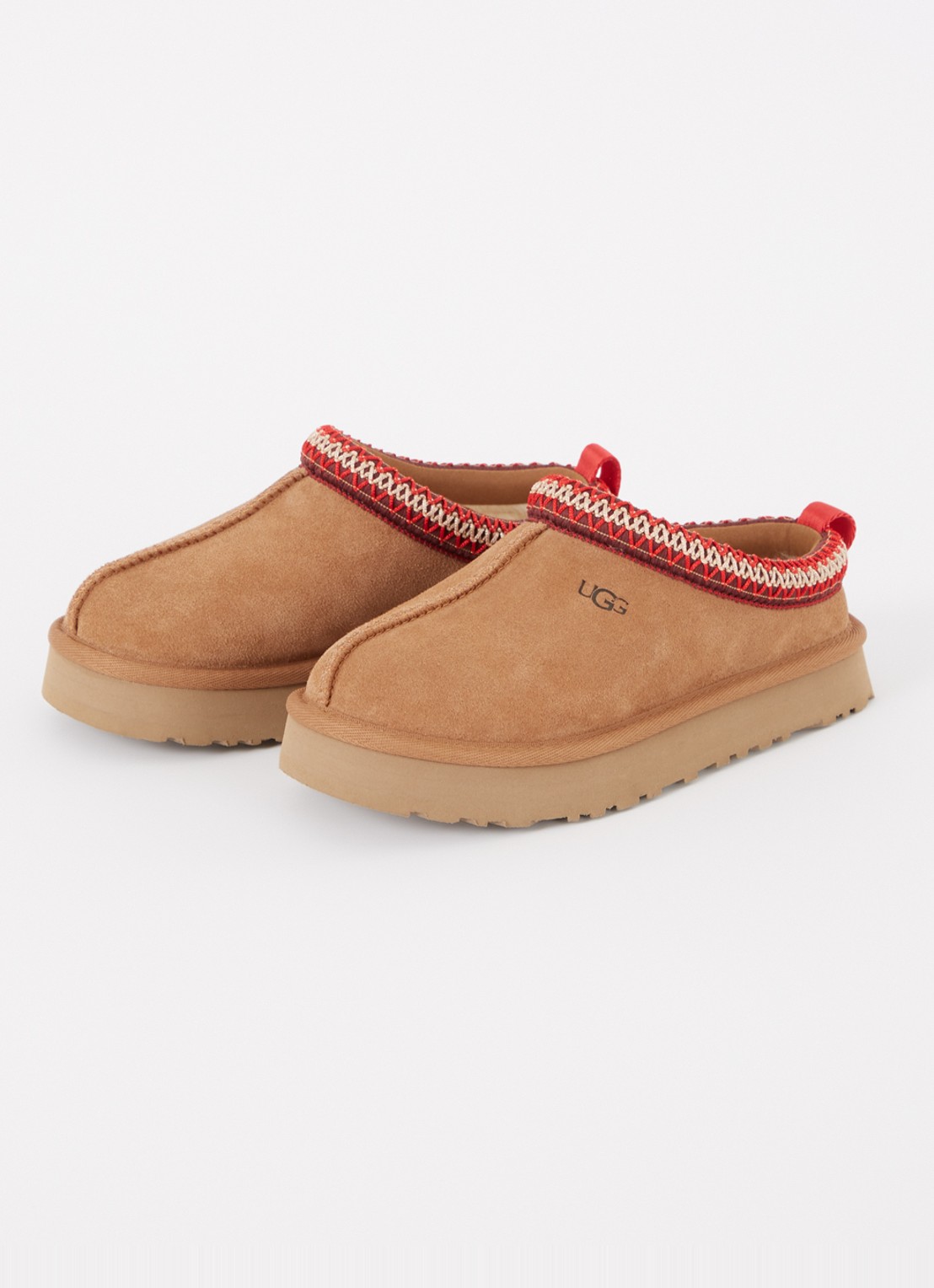 UGG Tazz instapper van suède - detail kastanjebruin