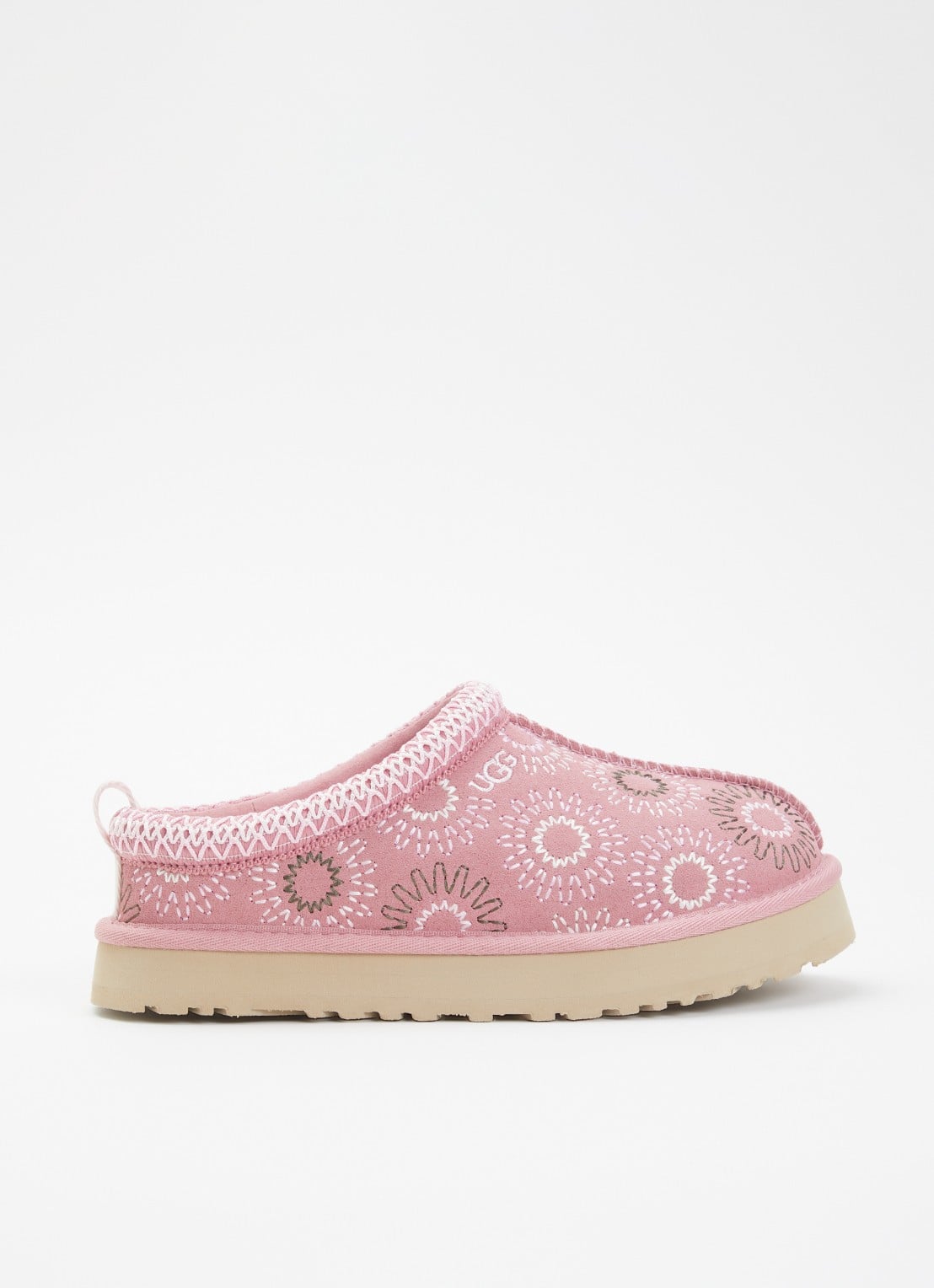 UGG Tazz Sun Stitch instapper van suède - voorkant roze