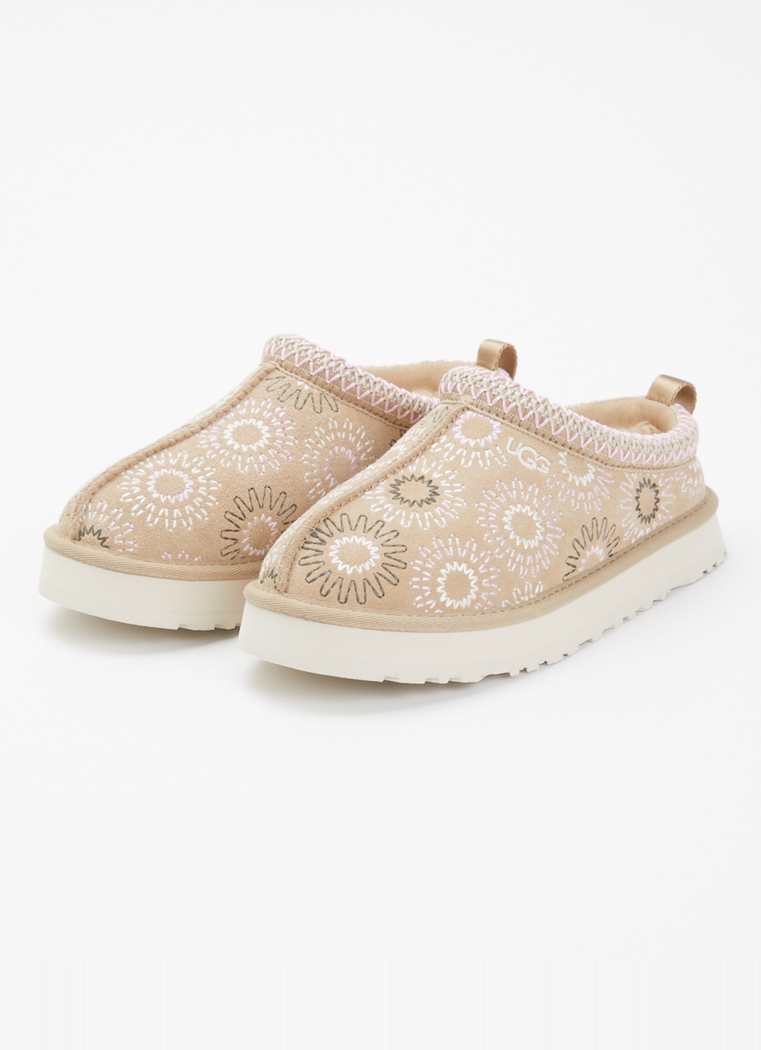 UGG Tazz Sun Stitch instapper van suède - voorkant 3 khaki