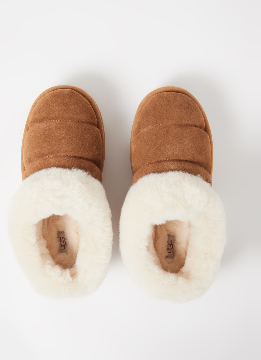 UGG Tazzlita instapper van suède met schapenvacht - detail 4 camel
