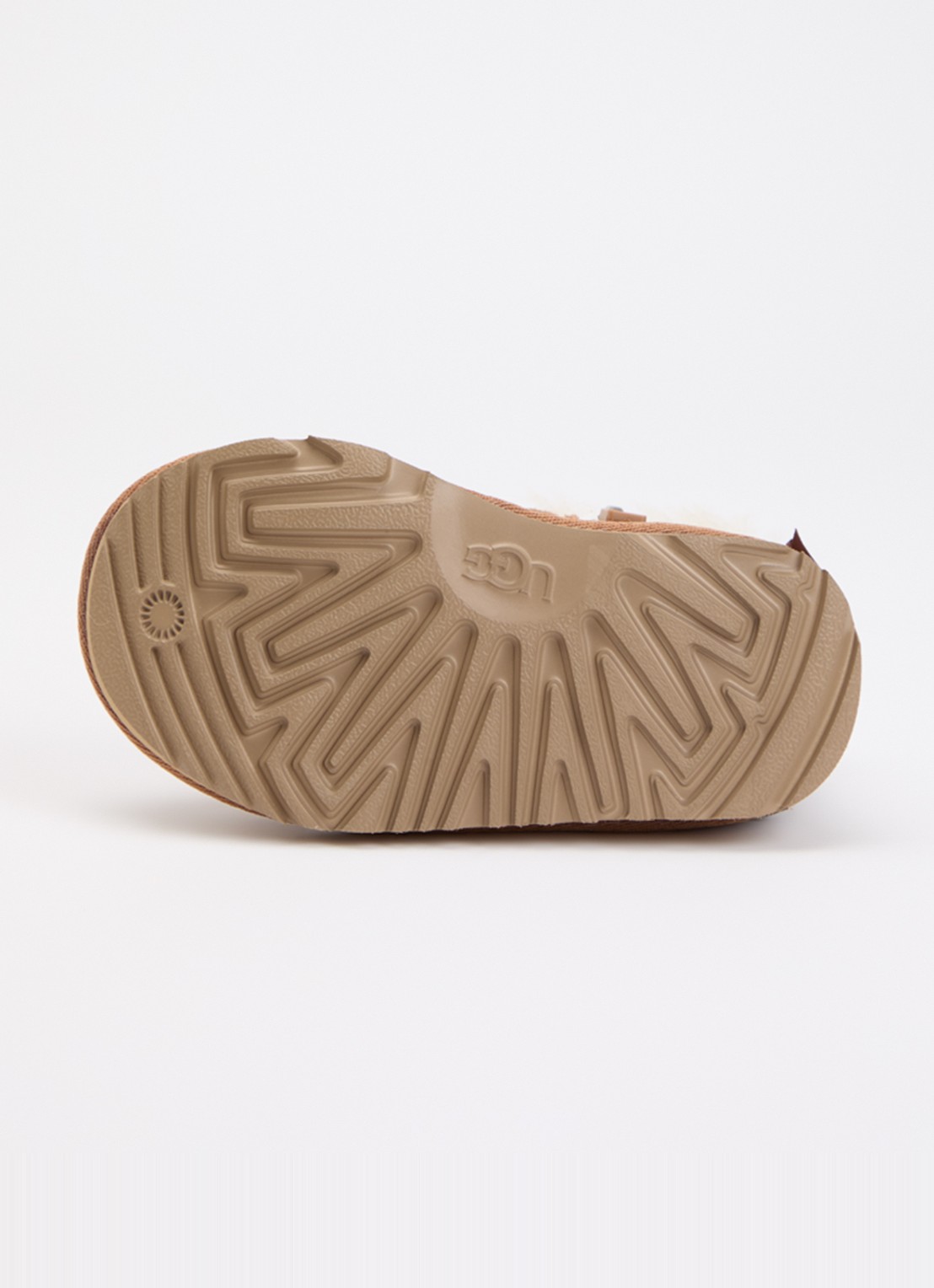 UGG Ultra Mini Bailey Bow enkellaarsje van suède - detail kastanjebruin