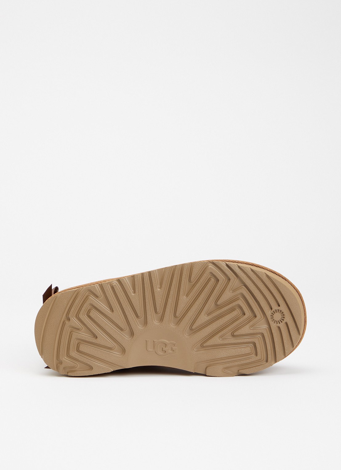 UGG Ultra Mini Bailey Bow enkellaarsje van suède - detail 5 kastanjebruin
