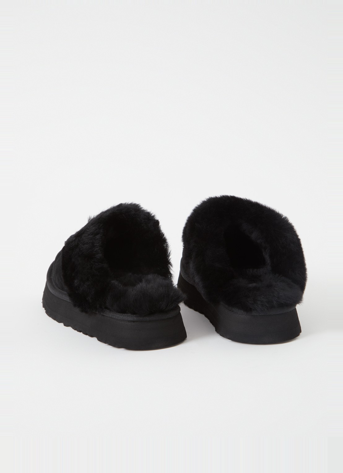 UGG W Disquette pantoffel van suède met schapenwol - detail 2 zwart