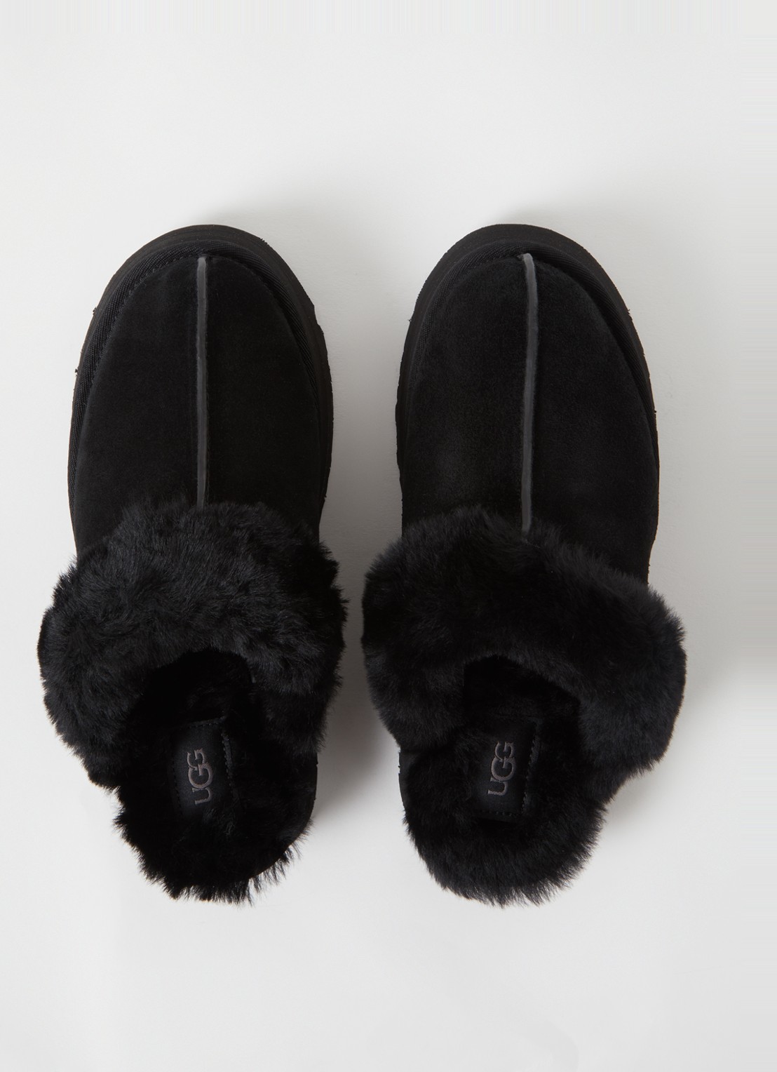 UGG W Disquette pantoffel van suède met schapenwol - detail 3 zwart