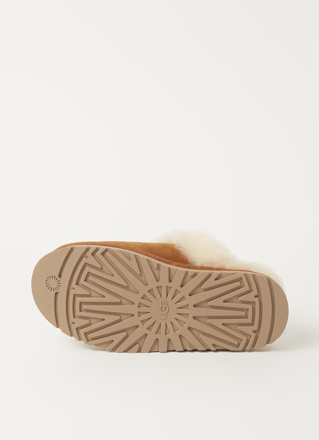 UGG W Disquette pantoffel van suède met schapenwol - detail 2 lichtbruin