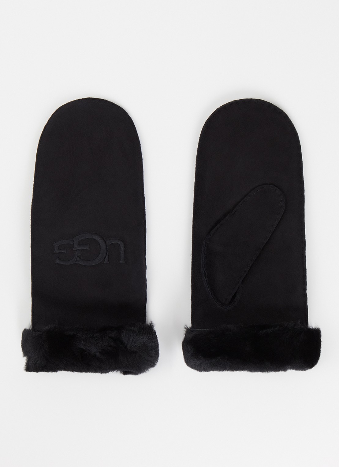 UGG Wanten van suède met schapenvacht  - voorkant zwart