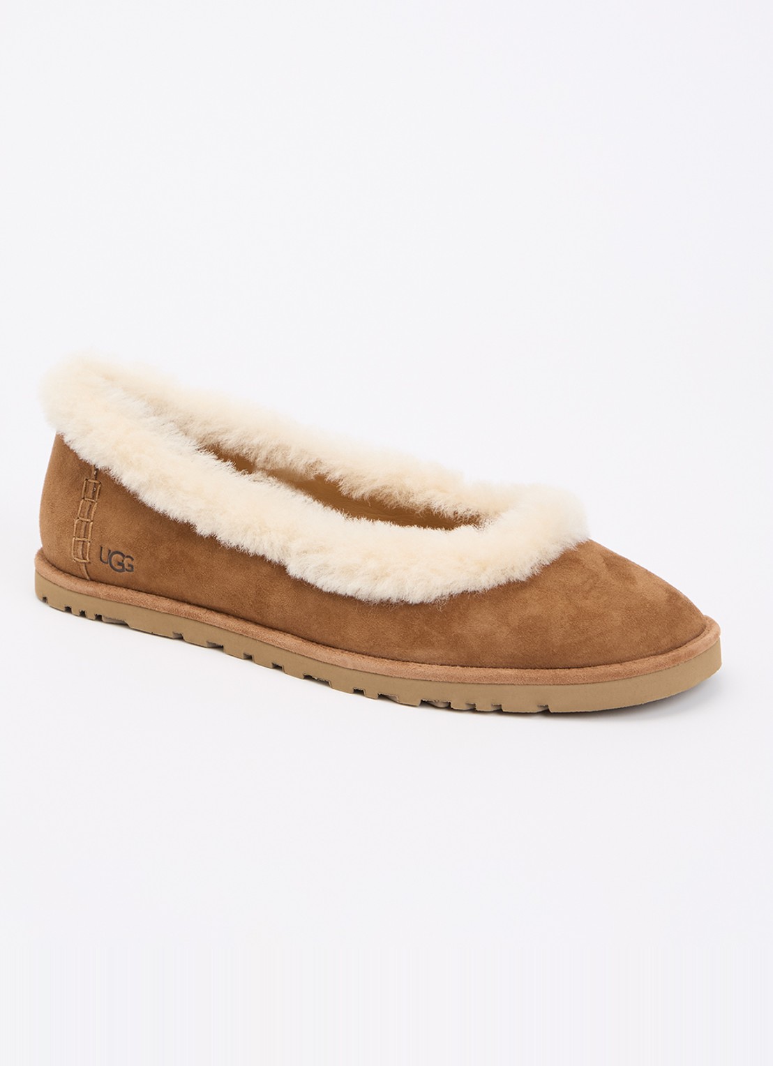 UGG Zora ballerina van suède - voorkant 5 camel