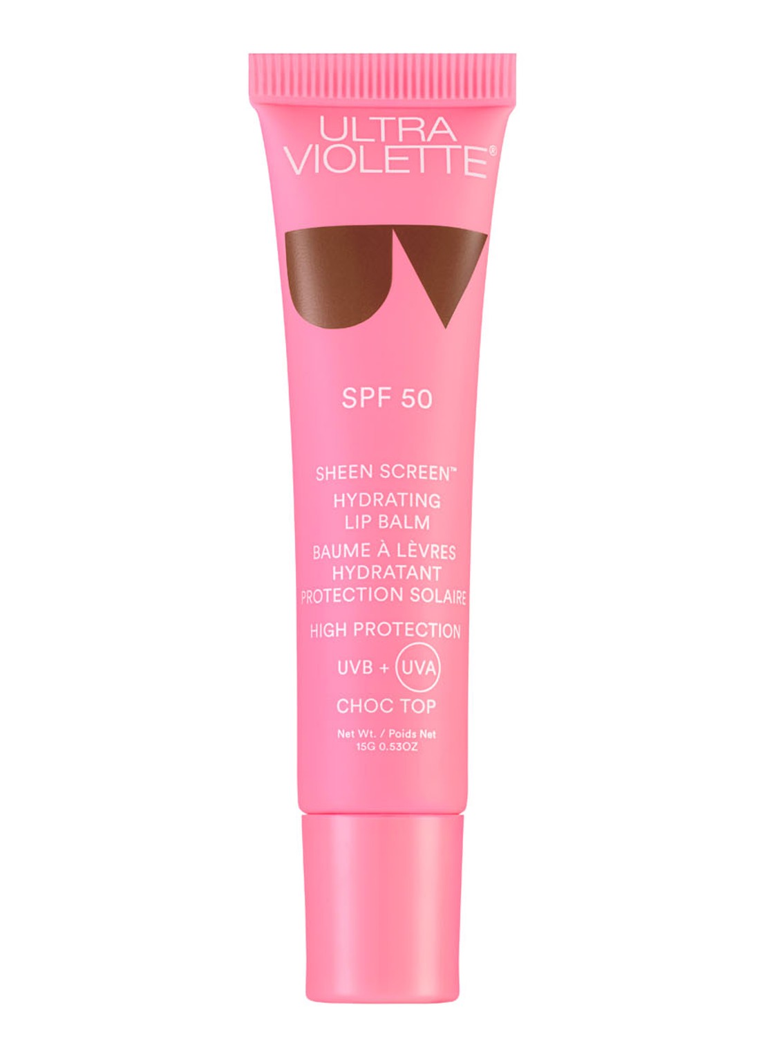 Ultra Violette Sheen Screen™ Hydrating Lip Balm SPF 50 - getinte lipbalsem - voorkant choc top