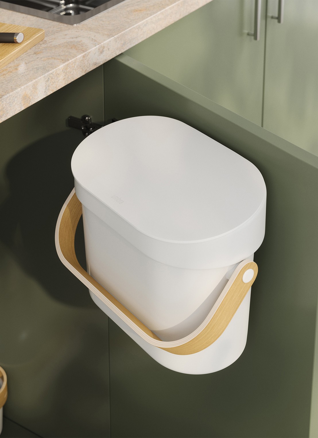 Umbra Bellwood compost prullenbak 24,8 cm - achterkant wit