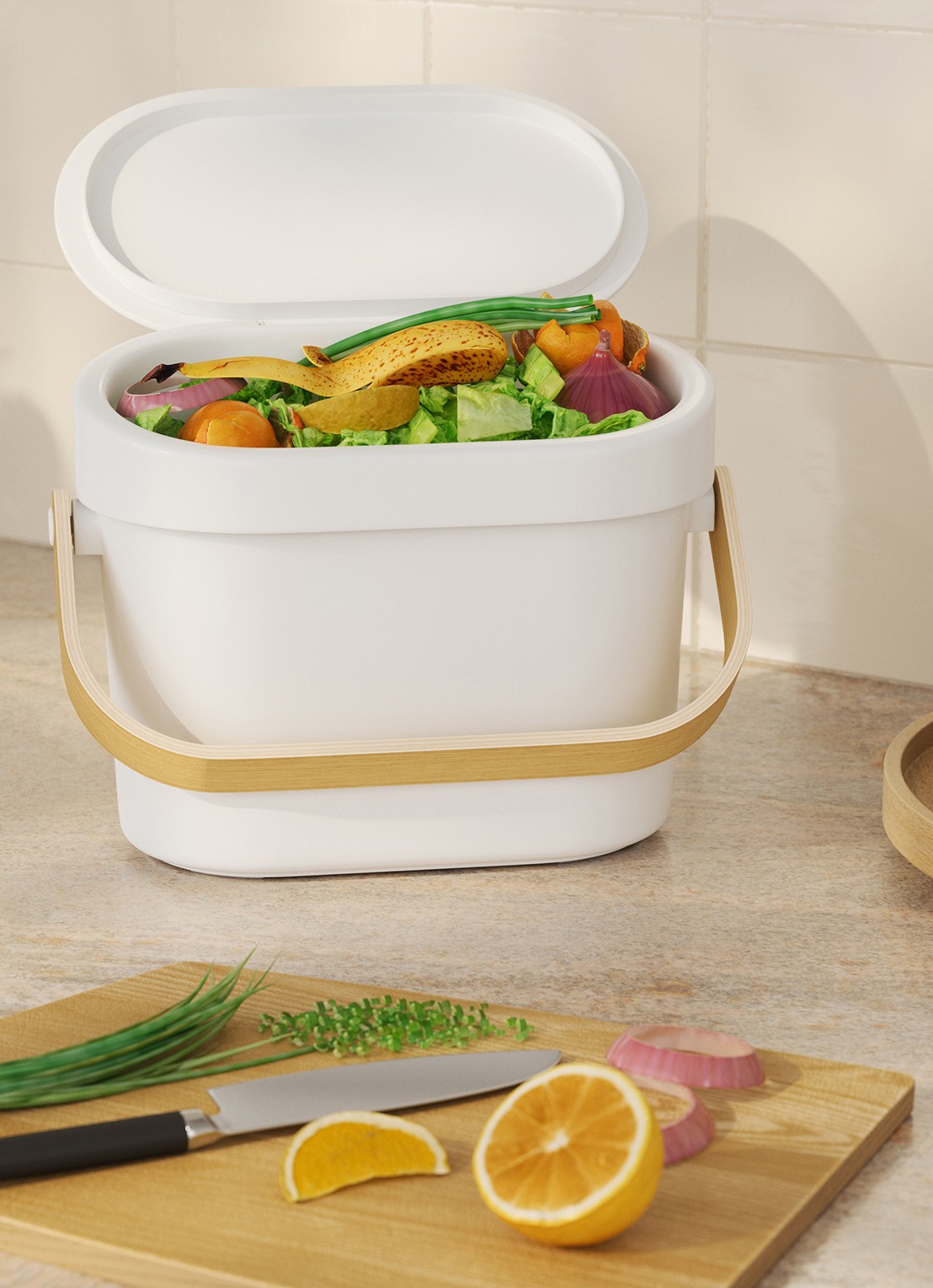 Umbra Bellwood compost prullenbak 24,8 cm - voorkant 8 wit