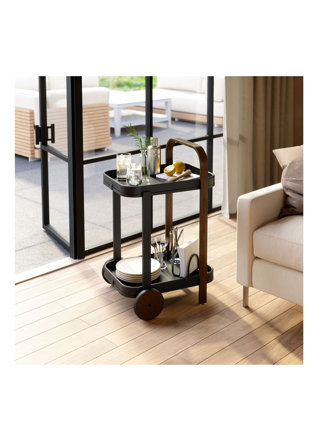 Umbra Bellwood serveertrolley 80 cm - achterkant 7 zwart