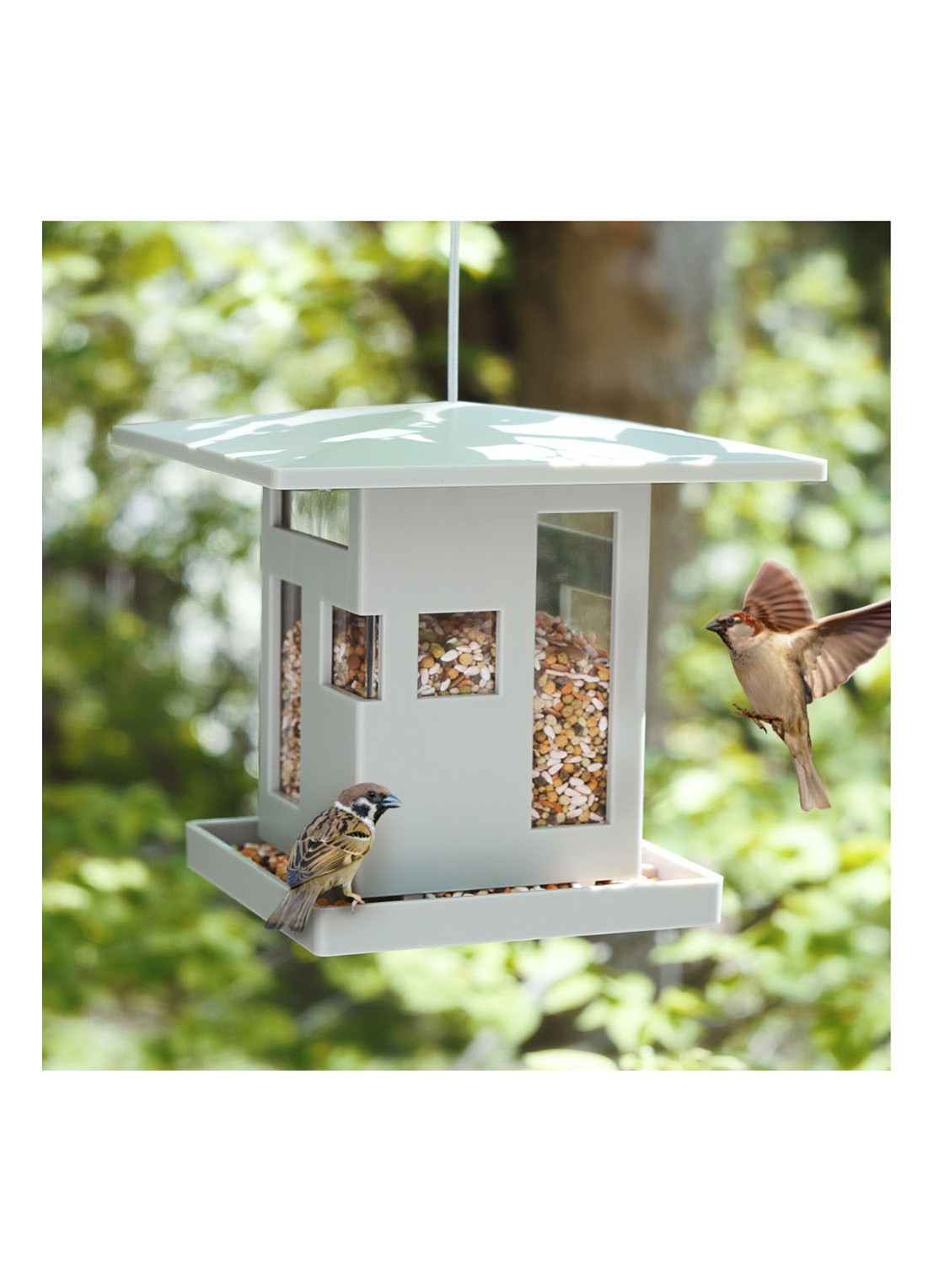Umbra Bird Cafe vogelvoederhuis - voorkant 3 grijs
