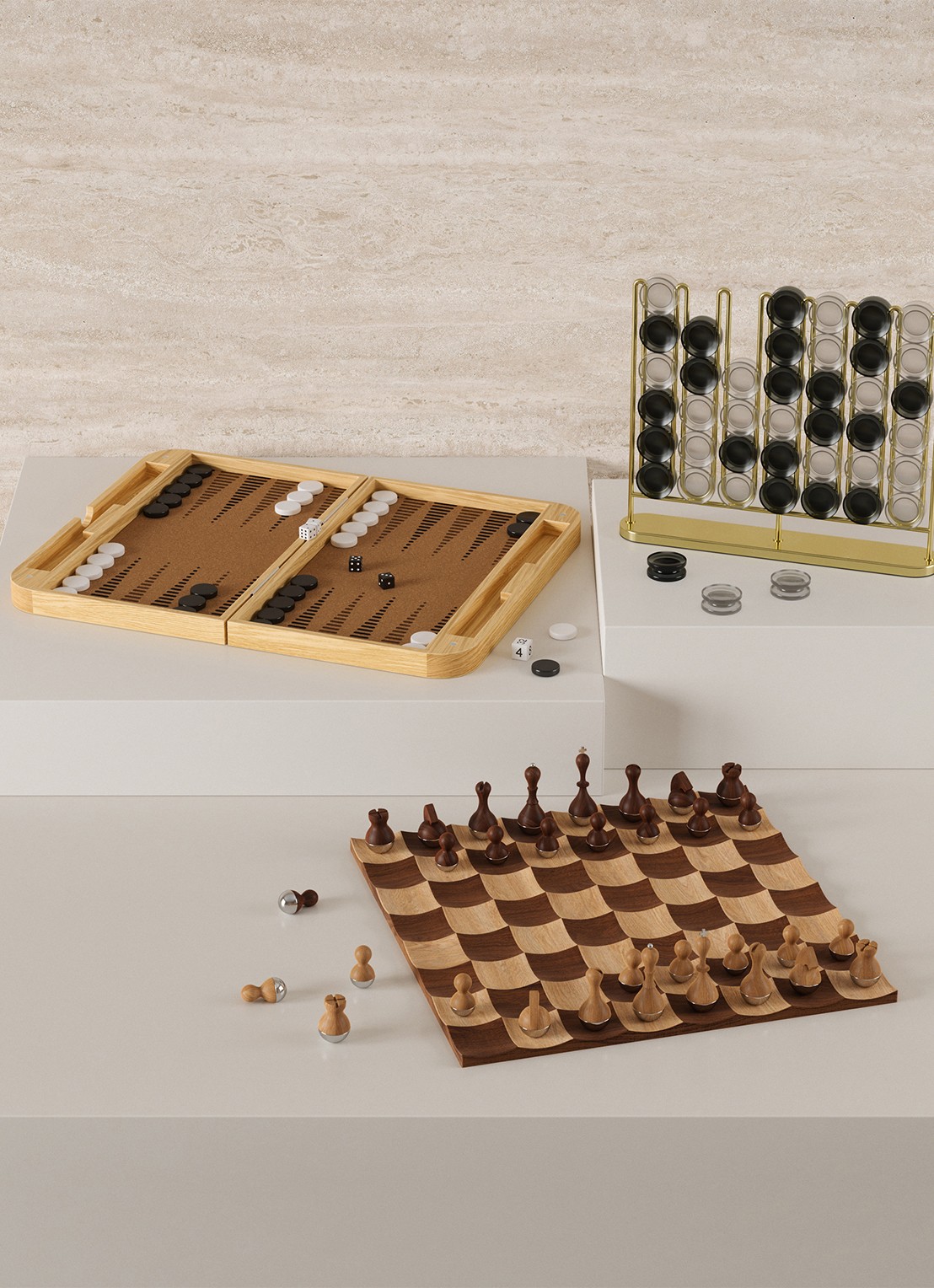 Umbra Blitz backgammon spel - detail 3 bruin