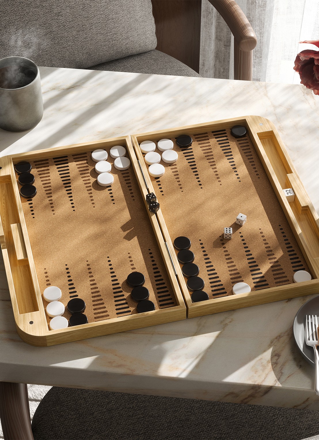 Umbra Blitz backgammon spel - voorkant 7 bruin