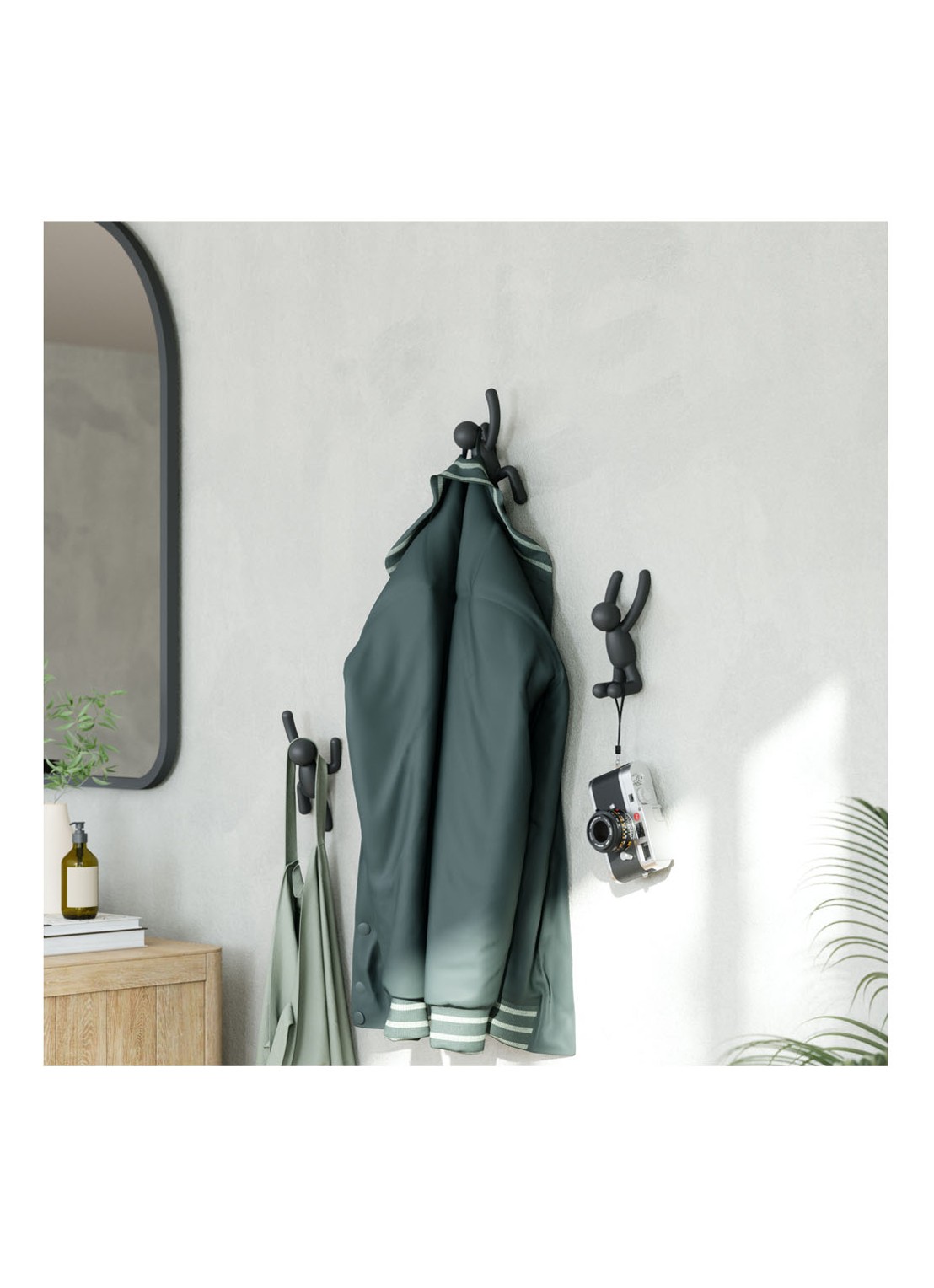 Umbra Buddy haken set van 3 - achterkant zwart