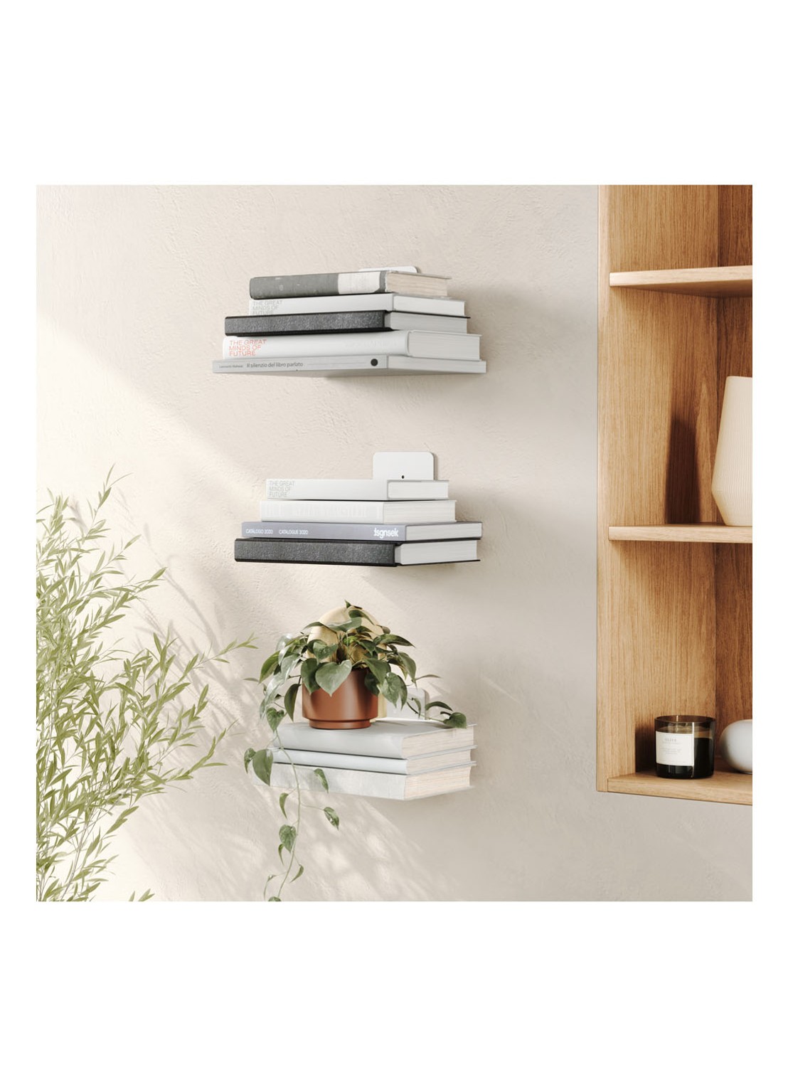 Umbra Conceal wandelement set van 3 - voorkant 4 zilver