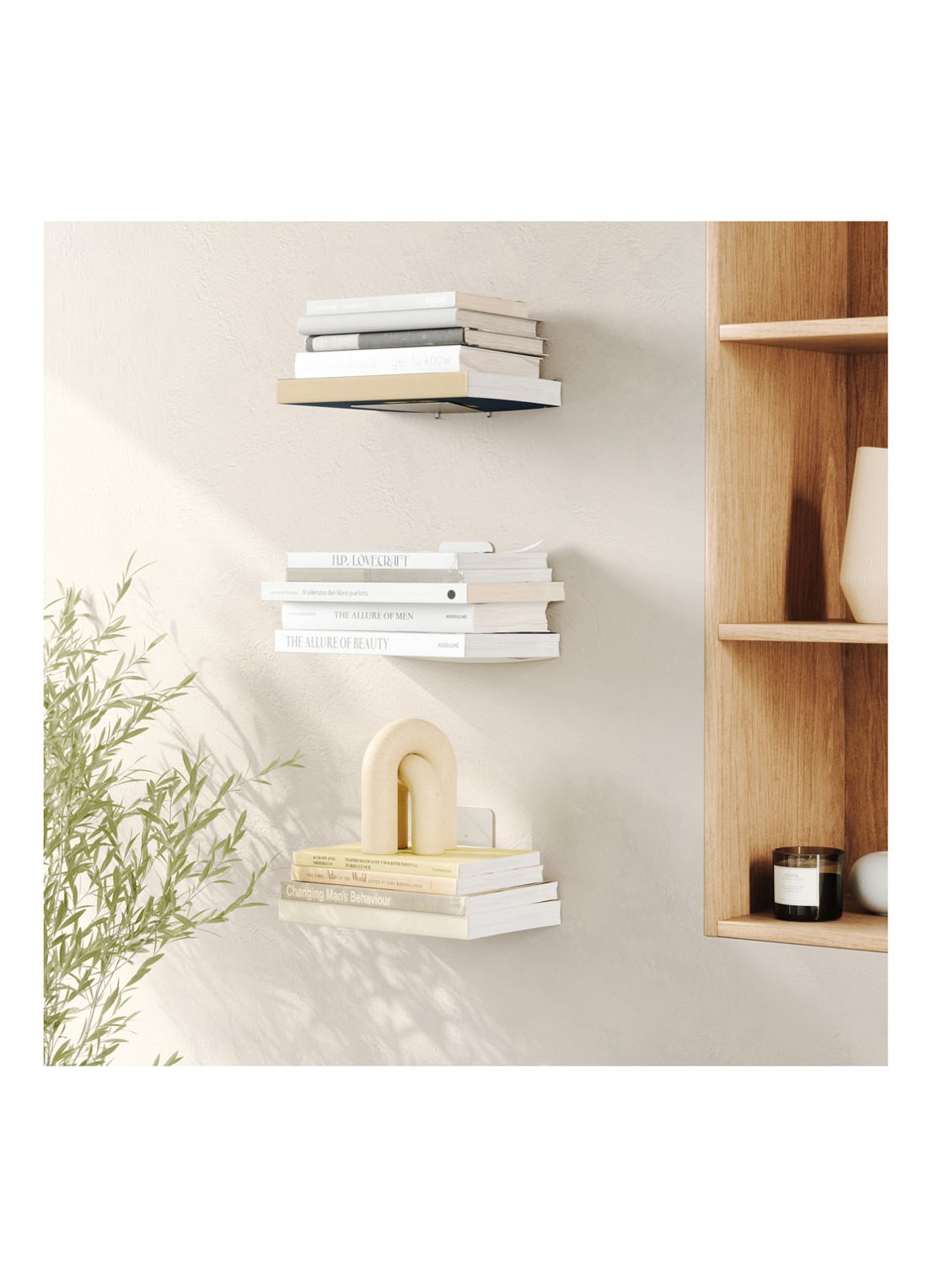 Umbra Conceal zwevende boekenplank in 3-pack - achterkant 5 zilver