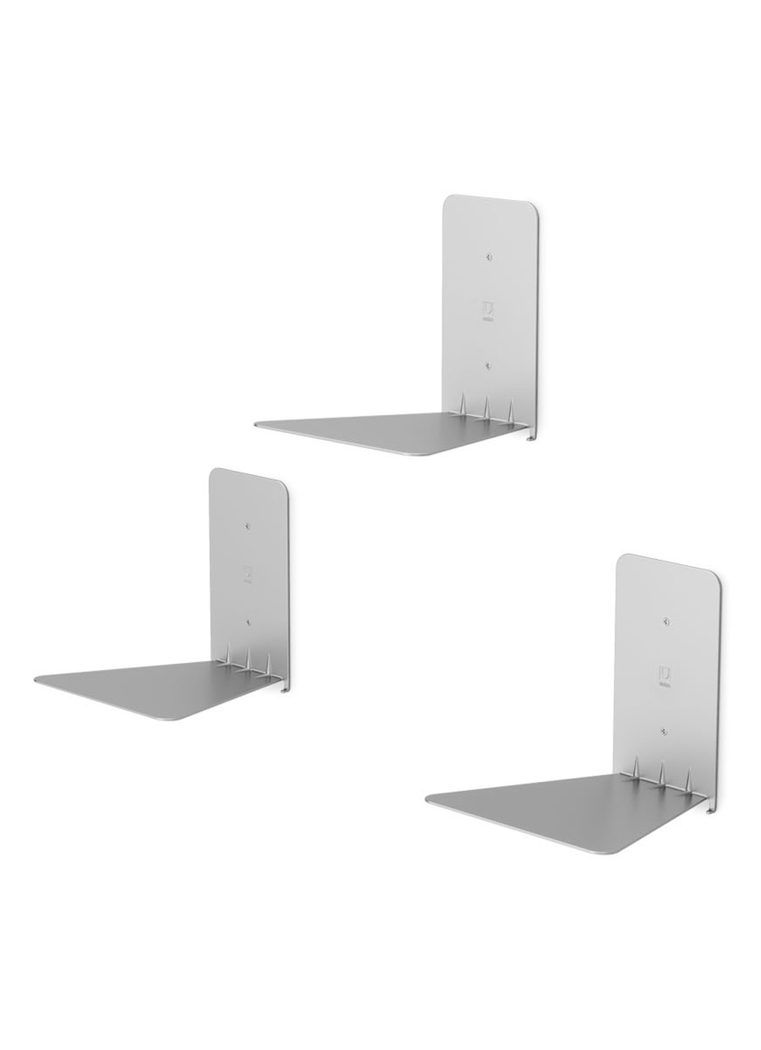 Umbra Conceal zwevende boekenplank in 3-pack - voorkant zilver