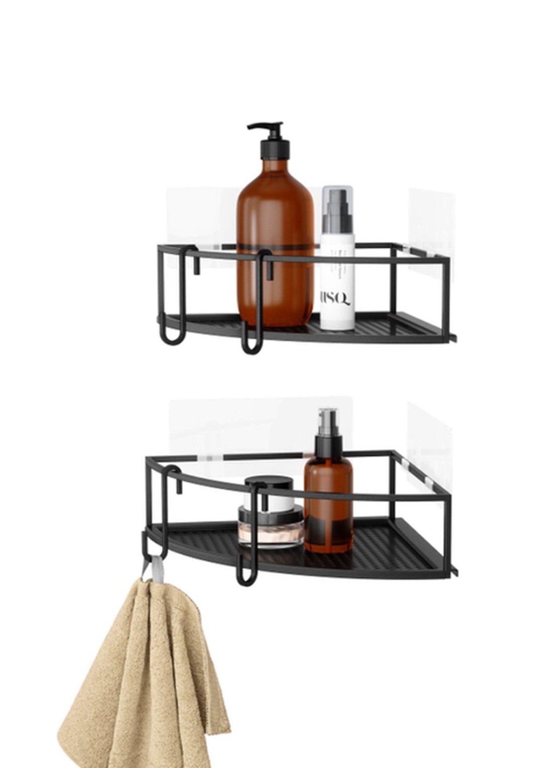 Umbra Cubiko badkamer organizer set van 2 - voorkant 2 zwart