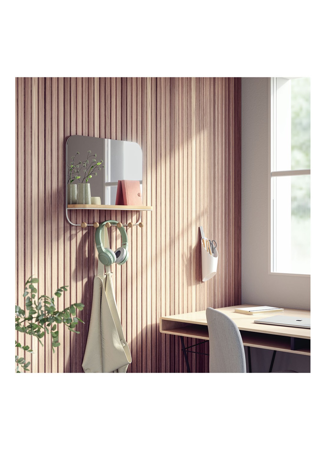 Umbra Estique wandspiegel met haken - detail 3 wit