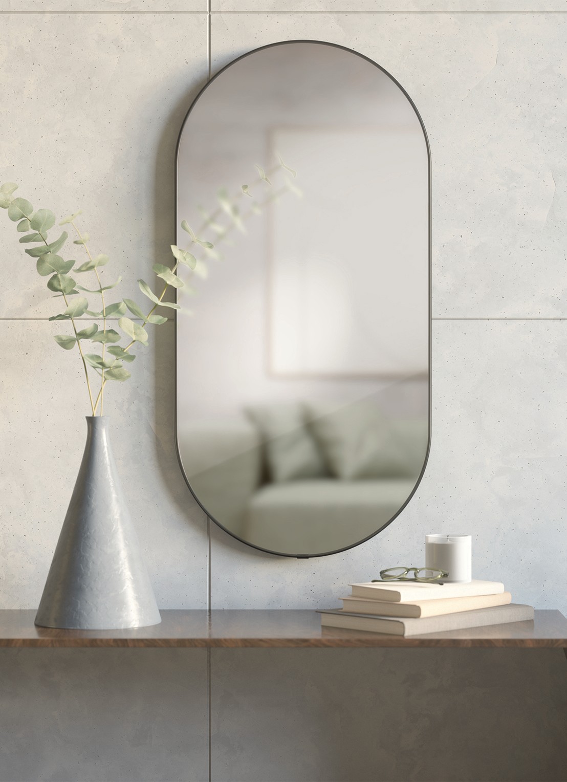 Umbra Hubba wandspiegel 91 x 45 cm - achterkant 8 zilver